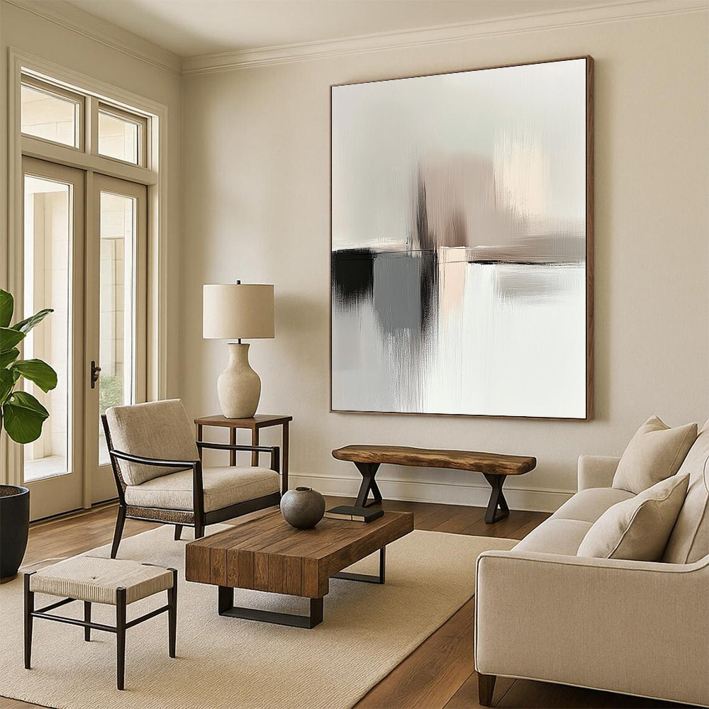 Soft Neutral Abstract Painting with Subtle Textures WINK615