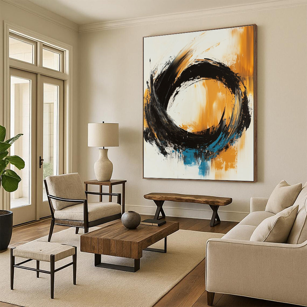 Bold Circular Abstract Painting with Dynamic Motion WINK767