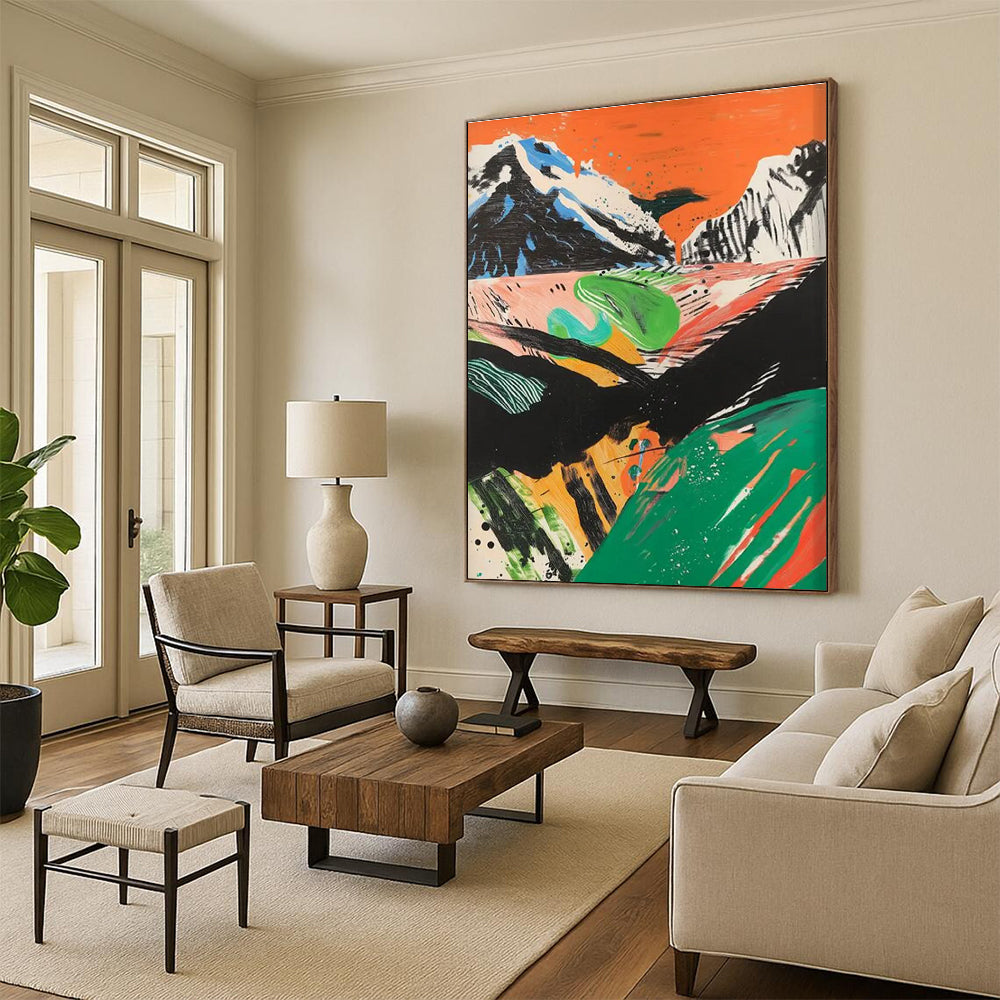 Colorful Mountain Landscape Abstract Painting for Adventure - Loving Homes HENG092