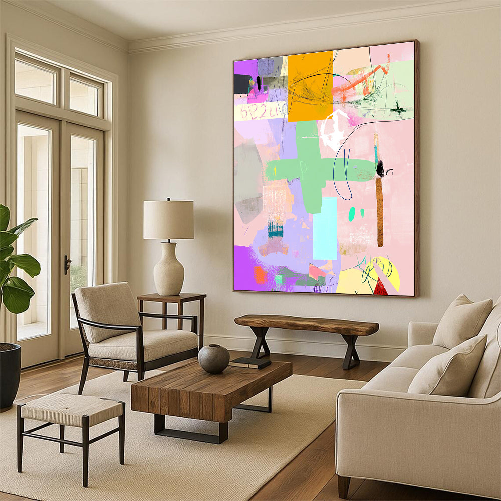 Colorful Geometric Collage Abstract Painting with Vivid Diversity WINK209