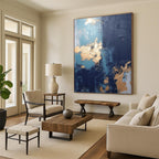 Blue - Gray - Gold Abstract Painting for Luxury Hotel Lobbies HENG130
