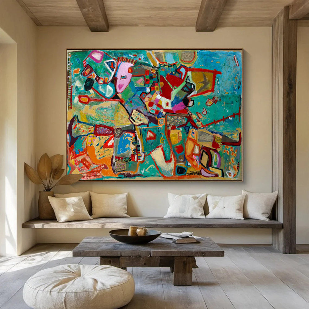 Colorful Geometric Abstract Painting for Modern Art Galleries YHT233