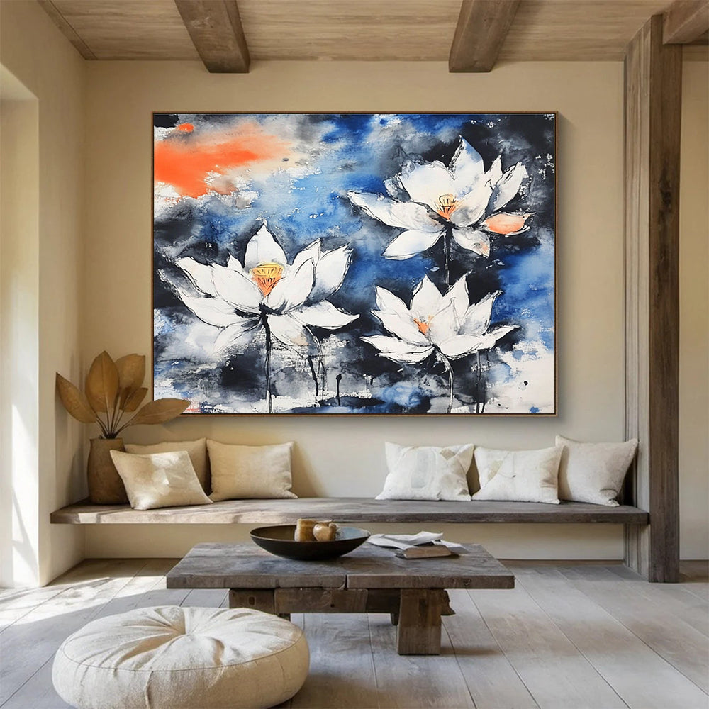 Ink - Wash Lotus Flowers Abstract Painting with Oriental Serenity ABS580