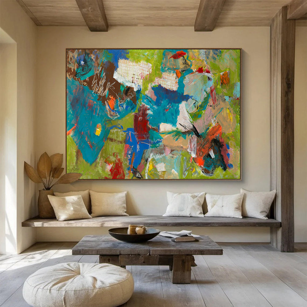 Bold Color Block Abstract Painting for Contemporary Corporate Receptions YHT237