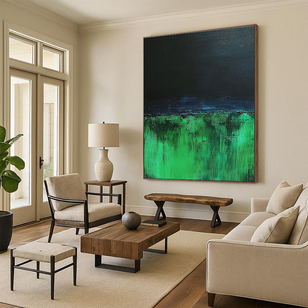 Dark Green and Blue Abstract Painting with Night Sky Vibes WINK116