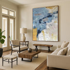 Chic Blue - Silver Abstract Layers Painting for Urban Interiors HENG255