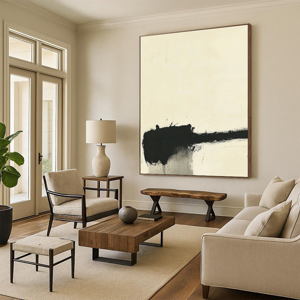 Black and White Mark Abstract Painting with Bold Minimalism WINK148
