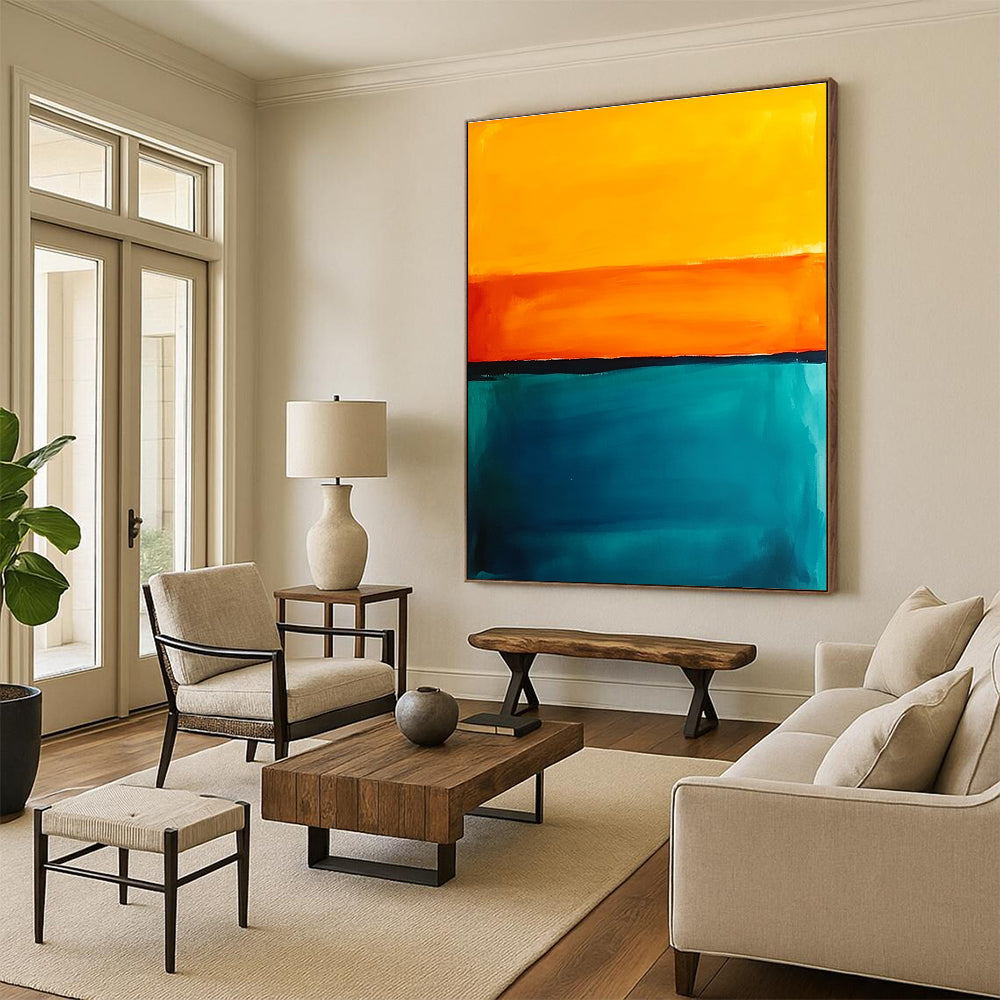 Sunset - Inspired Color Bands Abstract Painting with Warm Radiance WINK222