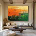 Splatter - Style Landscape Abstract Painting with Bold Color Splashes ABS250