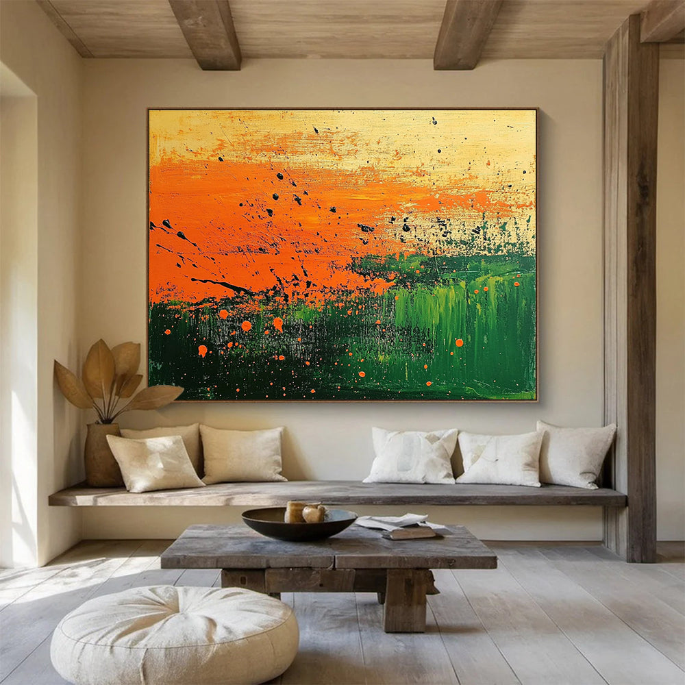 Splatter - Style Landscape Abstract Painting with Bold Color Splashes ABS250