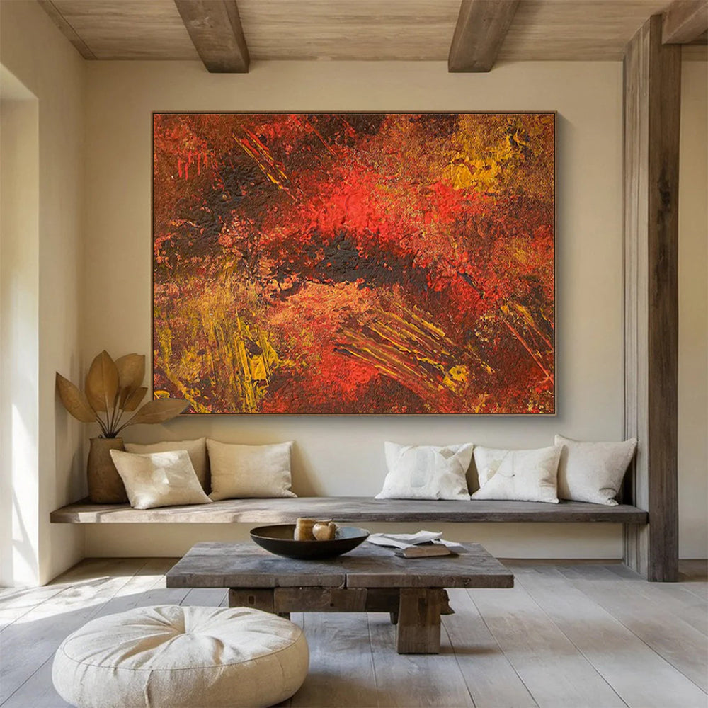 Warm Tones Abstract Textures Painting for Cozy Dining Areas YHT332