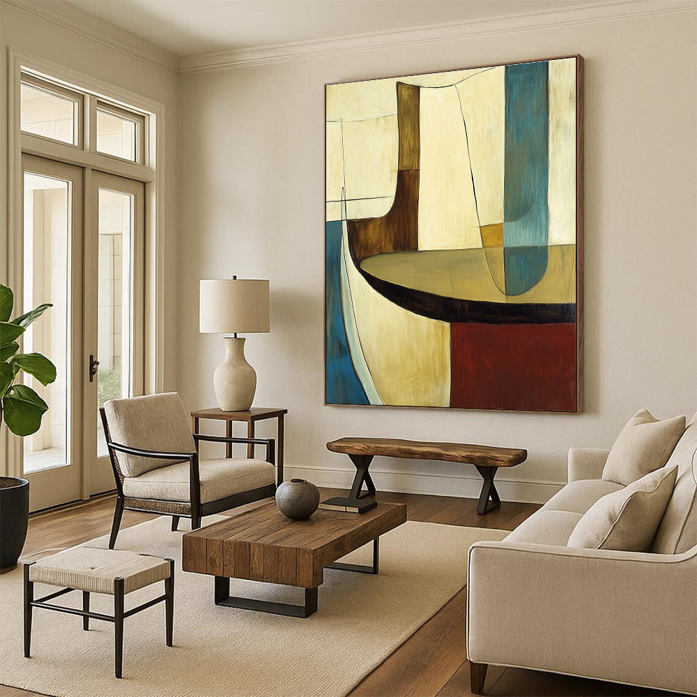 Neutral Toned Abstract Shapes Painting for Contemporary Office Spaces GAB1157