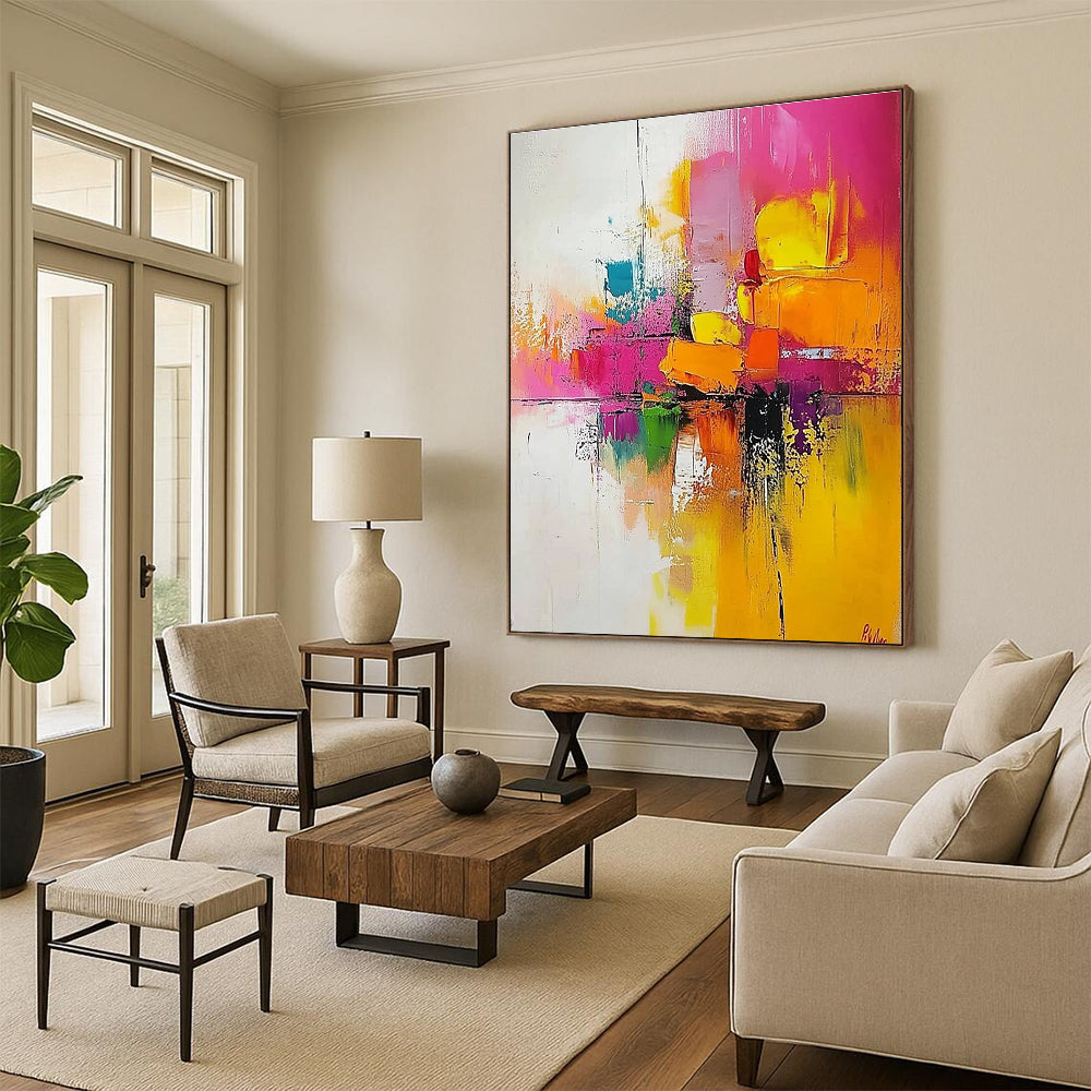 Colorful Geometric Reflection Abstract Painting for Trendy Cafes GAB0874