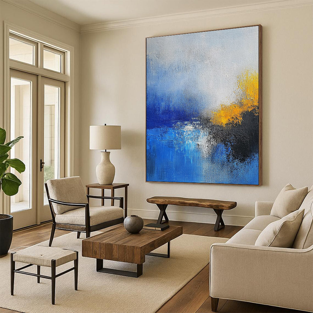 Blue - Yellow Abstract Landscape Painting with Dreamy Serenity WINK382