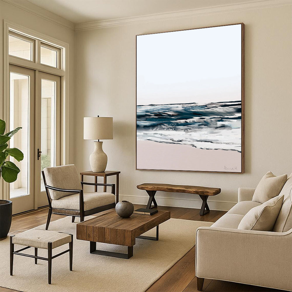 Abstract Coastal Scene Painting for Beachfront Home Living Rooms HENG208