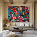 Vibrant Geometric Abstract Painting for Modern Art Galleries YHT242