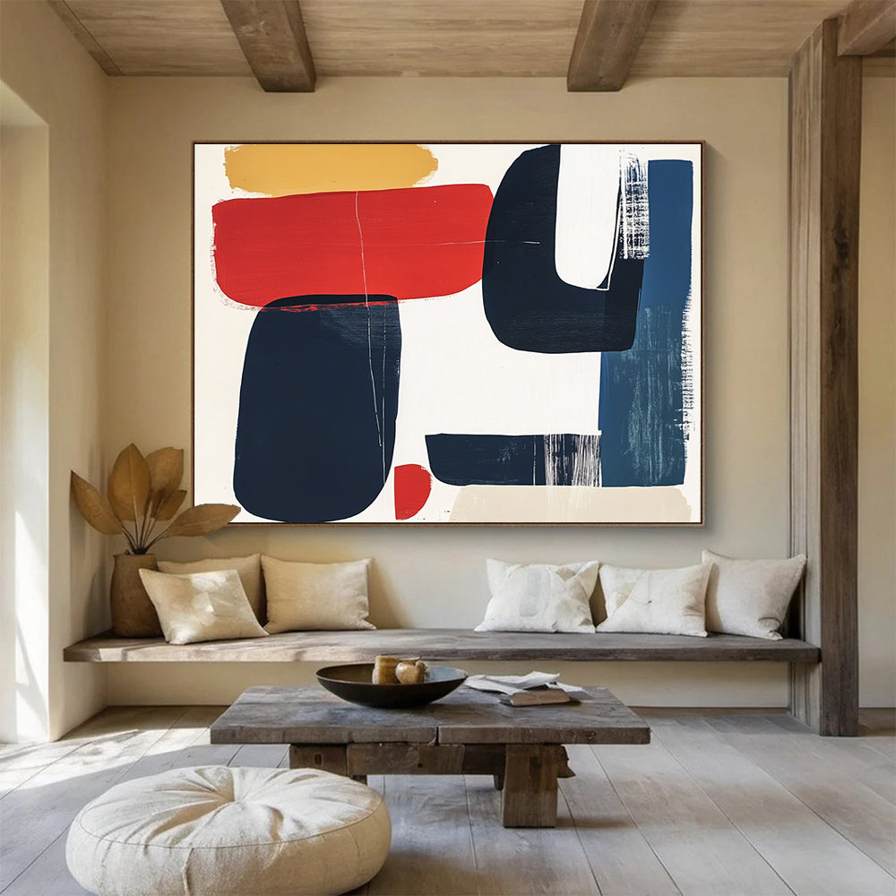 Dynamic Geometric Abstract with Red and Black ABS083