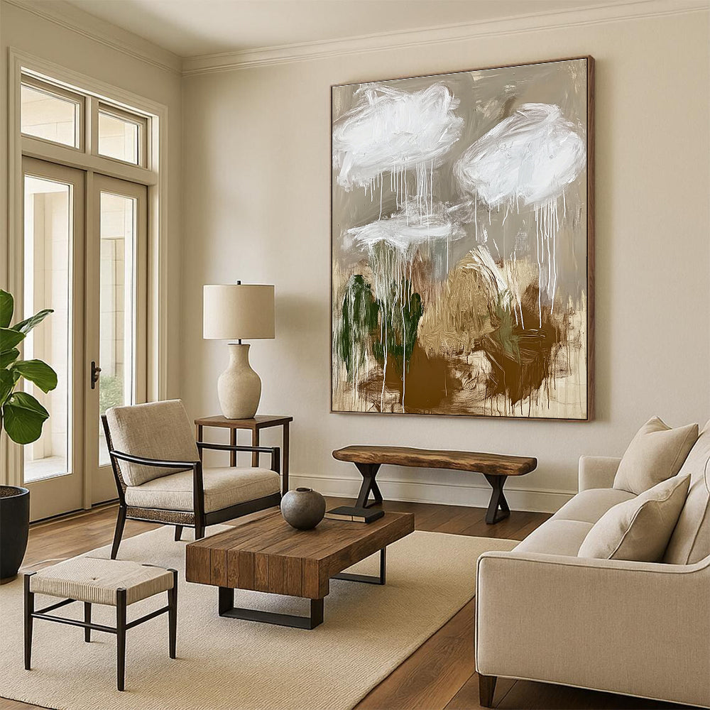 Dripping Cloud Abstract Painting for Bohemian - Style Living Rooms GAB0828