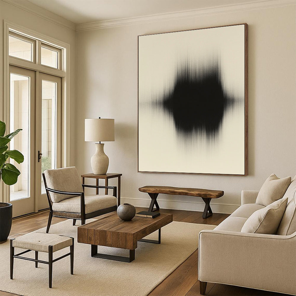 Black and Beige Blur Abstract Painting with Soft Textures WINK844