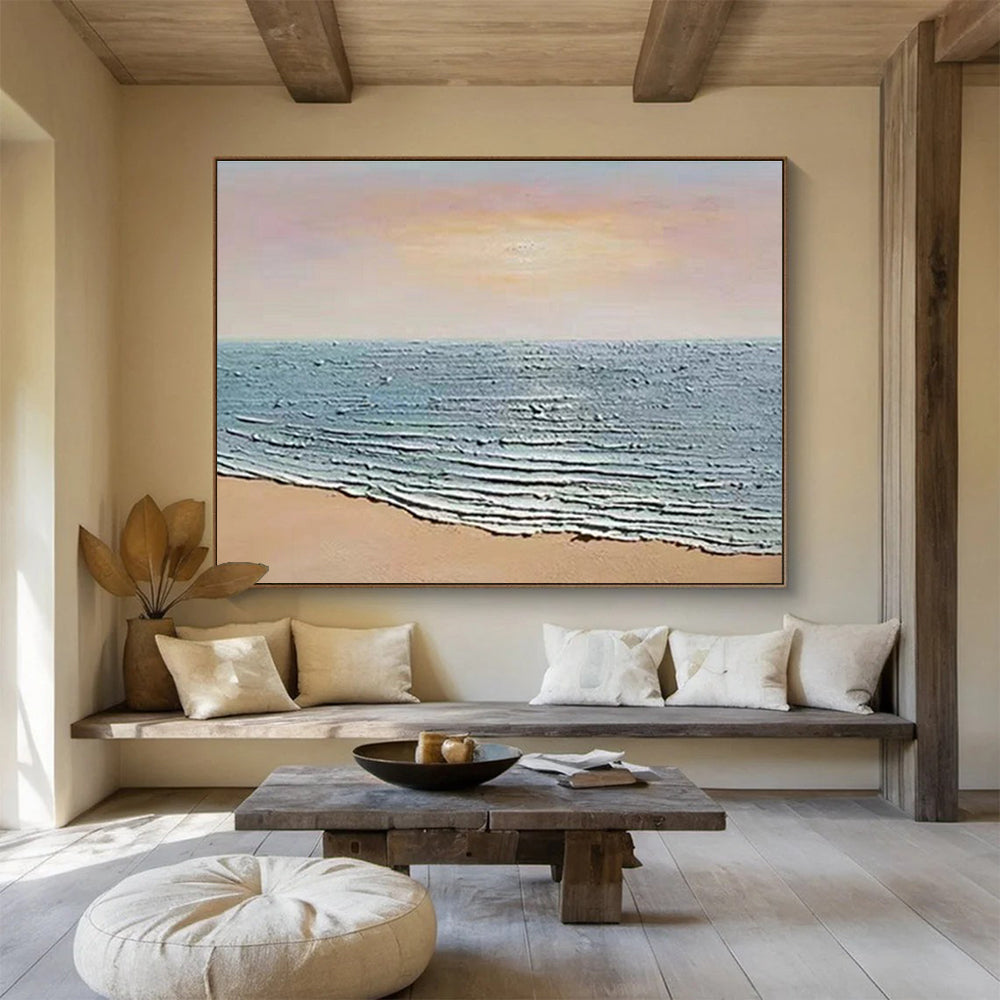 Textured Seaside Abstract Painting for Beachfront Galleries YHT184