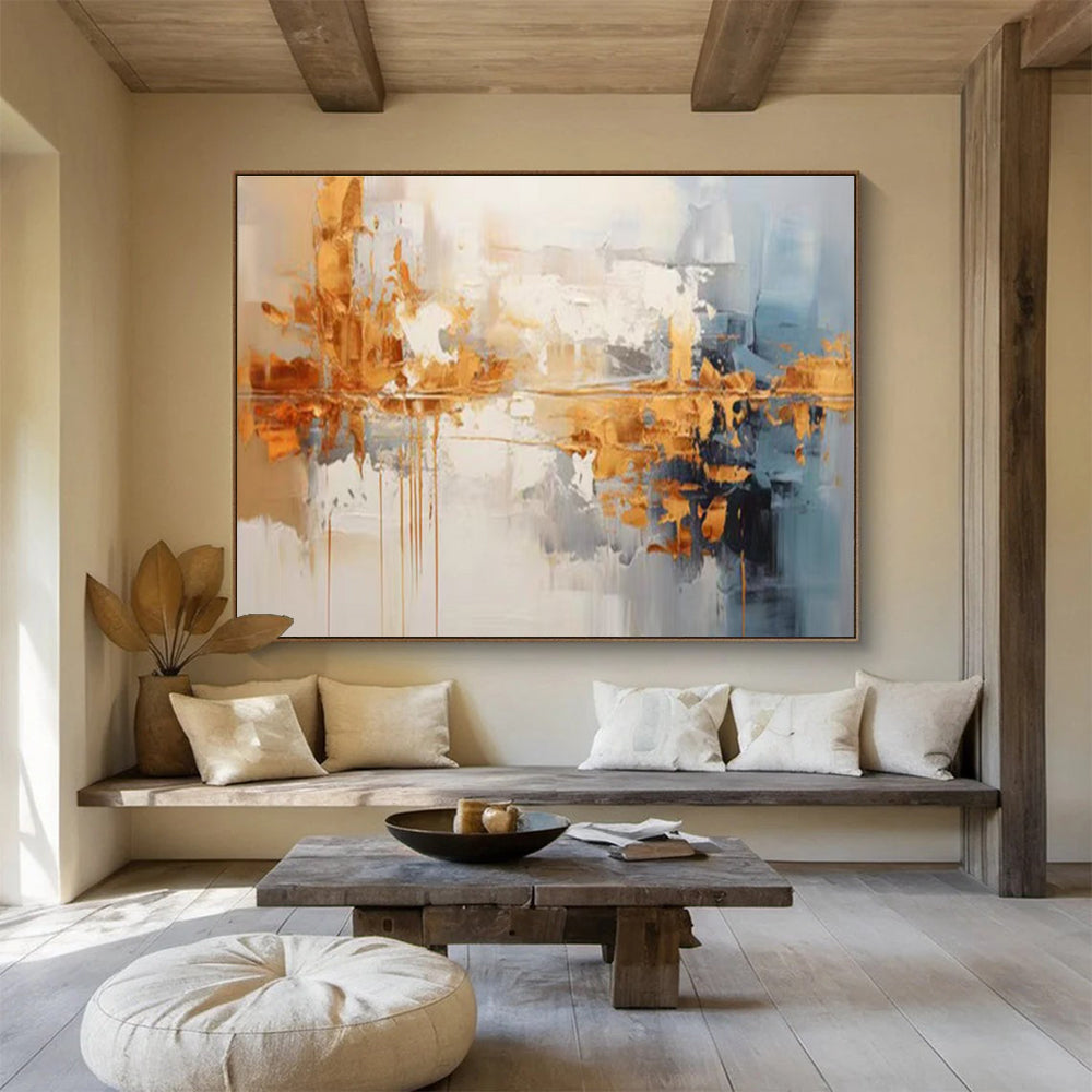 Gold Accent Abstract Painting for Luxury Dining Rooms YHT183