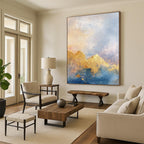 Gold and Blue Mountain - Themed Abstract Painting for Adventure - Lover’s Studies GAB0926