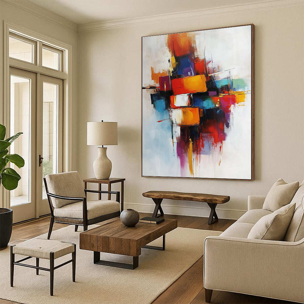 Colorful Block - Shaped Abstract Painting for Creative Studios GAB0886