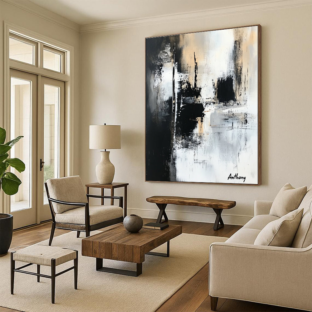 Monochrome Abstract by Anthony Painting for Industrial - Chic Home Offices GAB1195