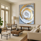 Golden Spiral Abstract Painting for Modern Dining Areas GAB0823