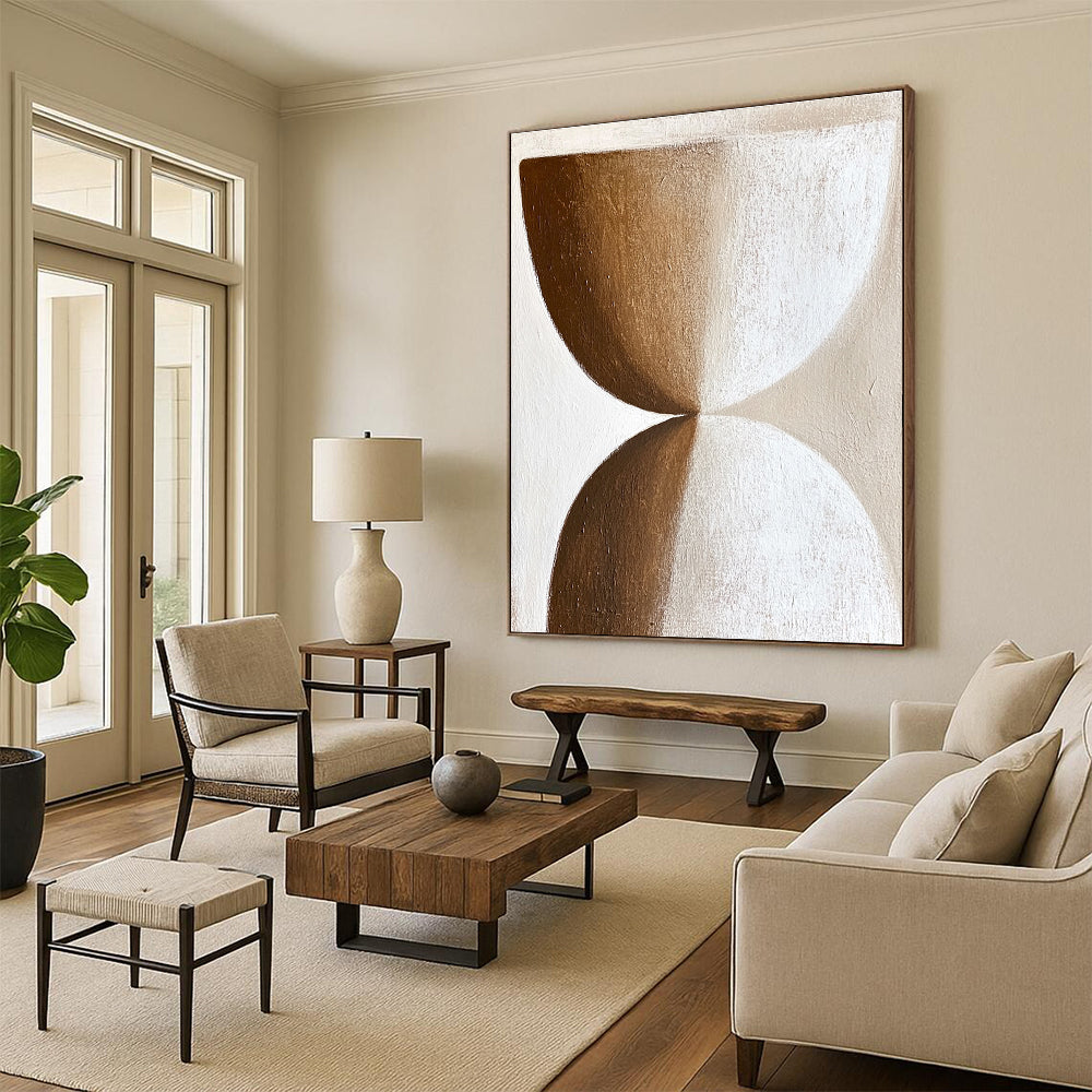 Brown and White Hourglass Shapes - Minimalist Geometric Art GAB0400