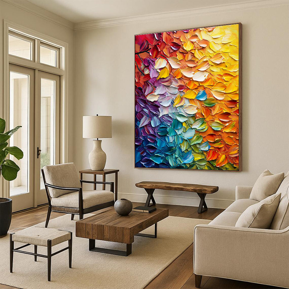 Colorful Petal Abstract Painting with Impasto Technique WINK833