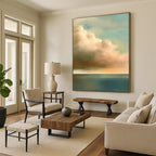 Soft Clouds Over Sea Abstract Painting for Coastal - Styled Homes GAB1074