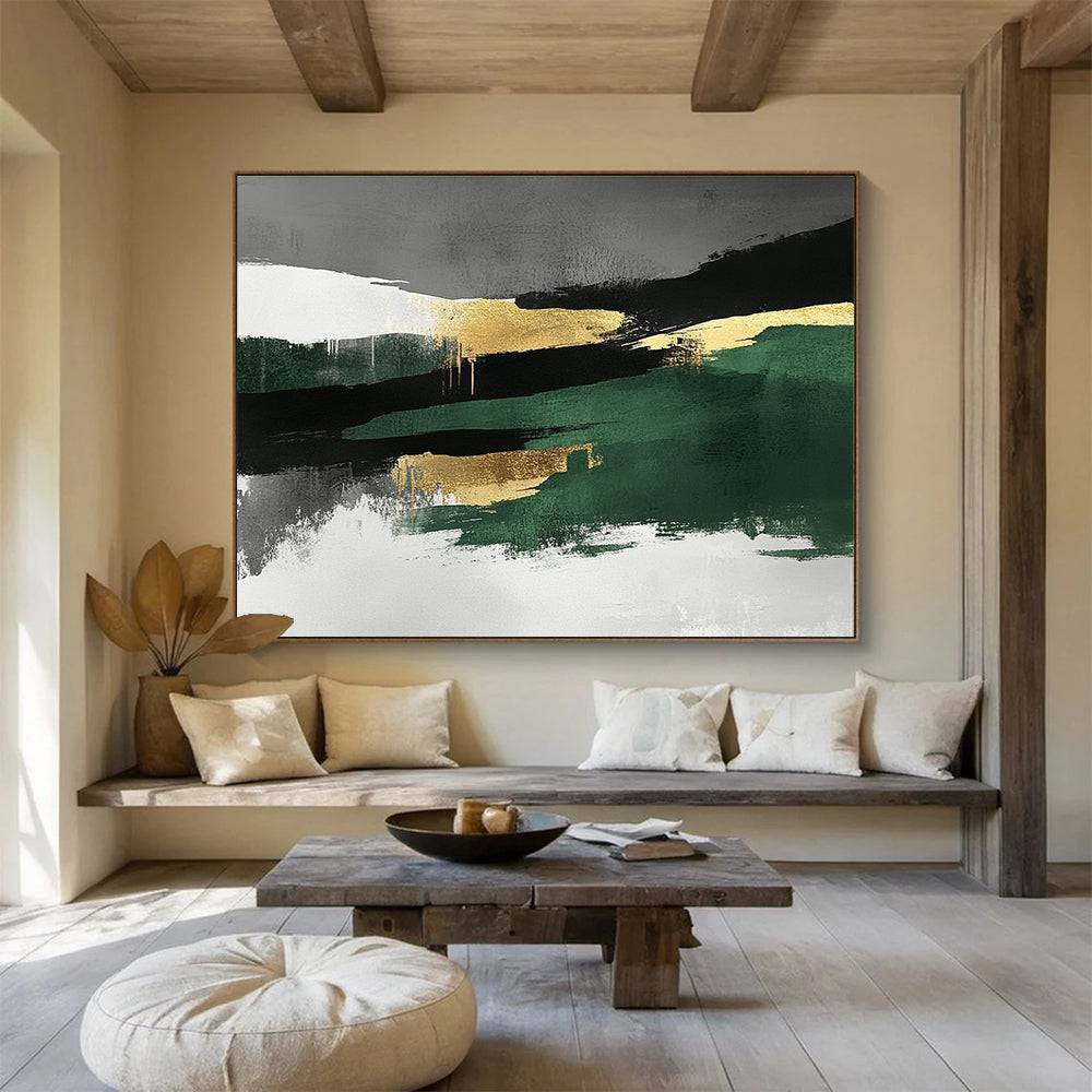Green - Gold Abstract Landscape Fusion Painting ABS211