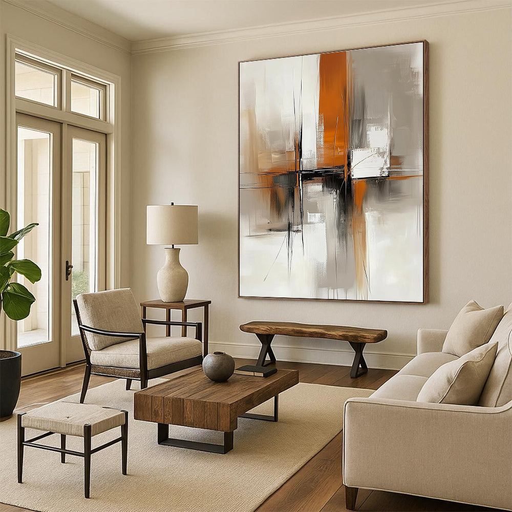 Geometric Abstract Painting for Modern Corporate Reception Areas GAB1259