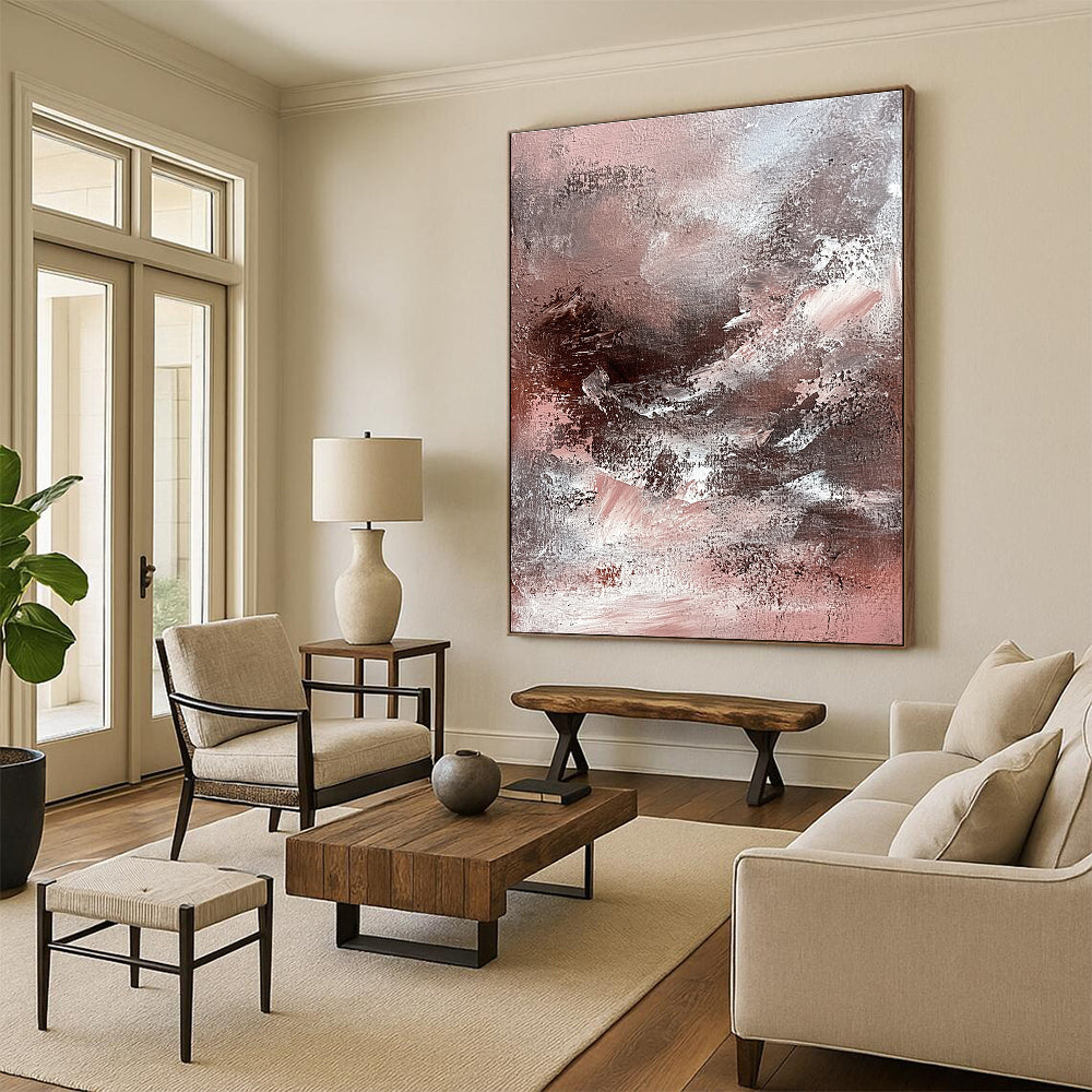 Pink Gray Abstract Painting with Subtle Drama WINK770