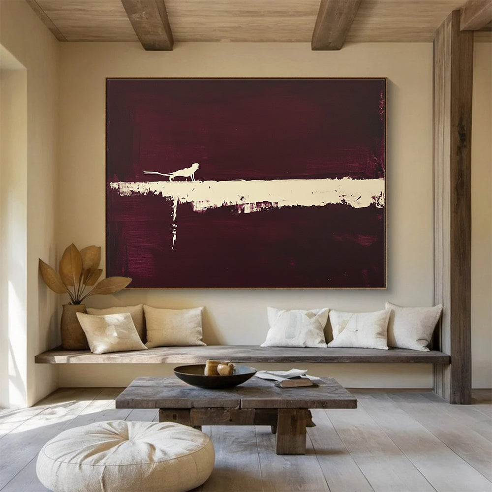 Silhouette on Purple Abstract Painting with a Mysterious Vibe ABS254