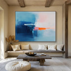 Blue and Pink Abstract Painting with Gentle Color Transitions ABS412