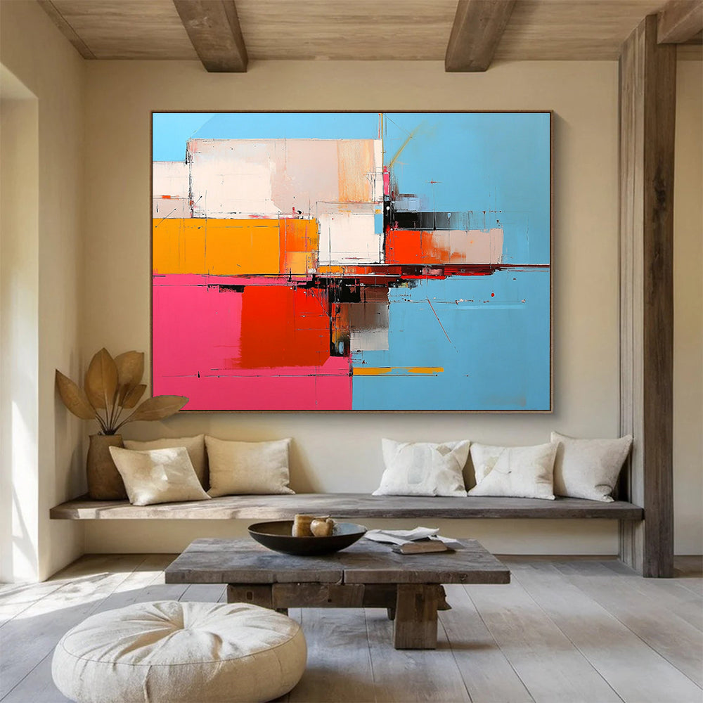 Geometric Color Block Abstract with Bold Contrasts Abstract Painting ABS335