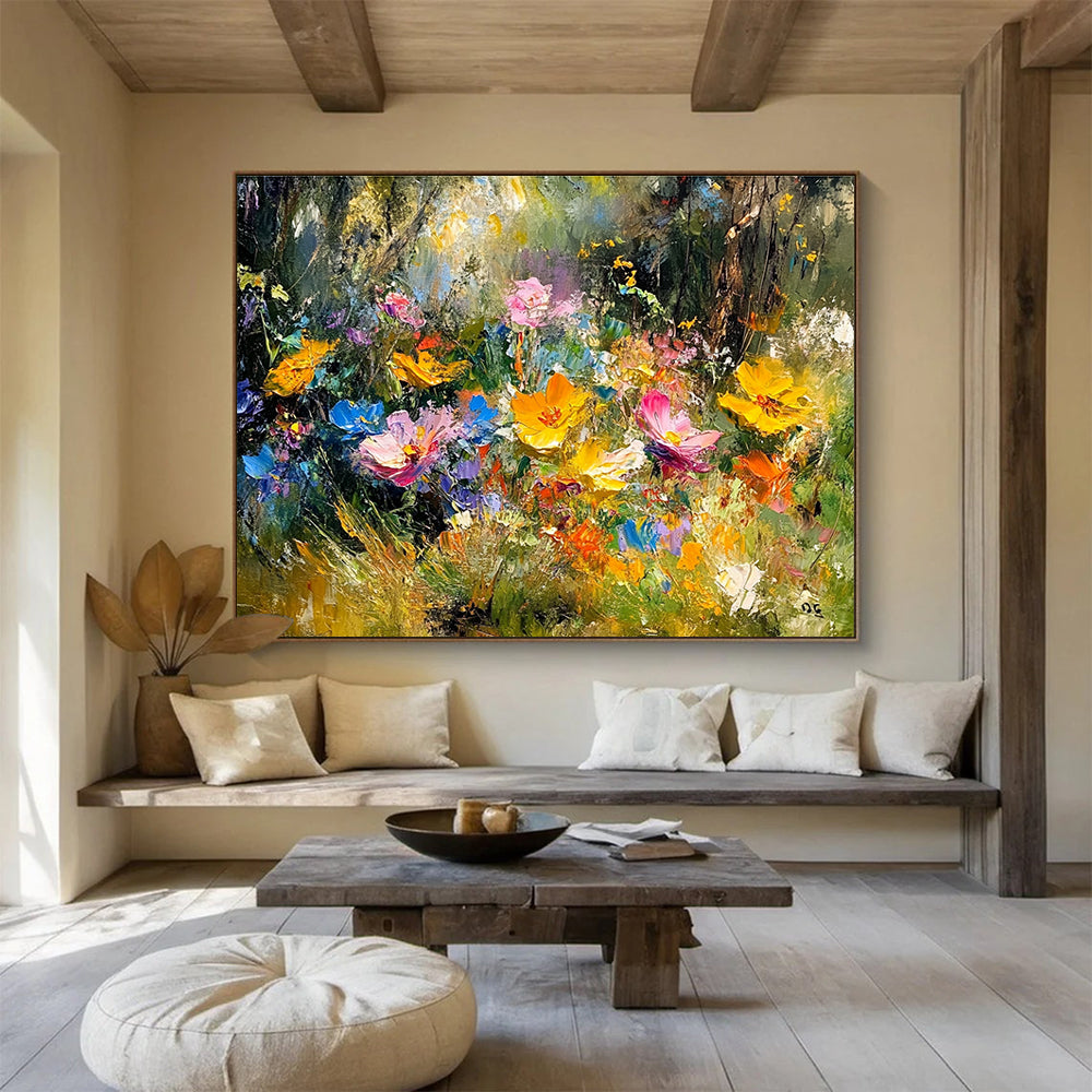 Vivid Wildflower Meadow Painting with Lush Colorful Blooms ABS559