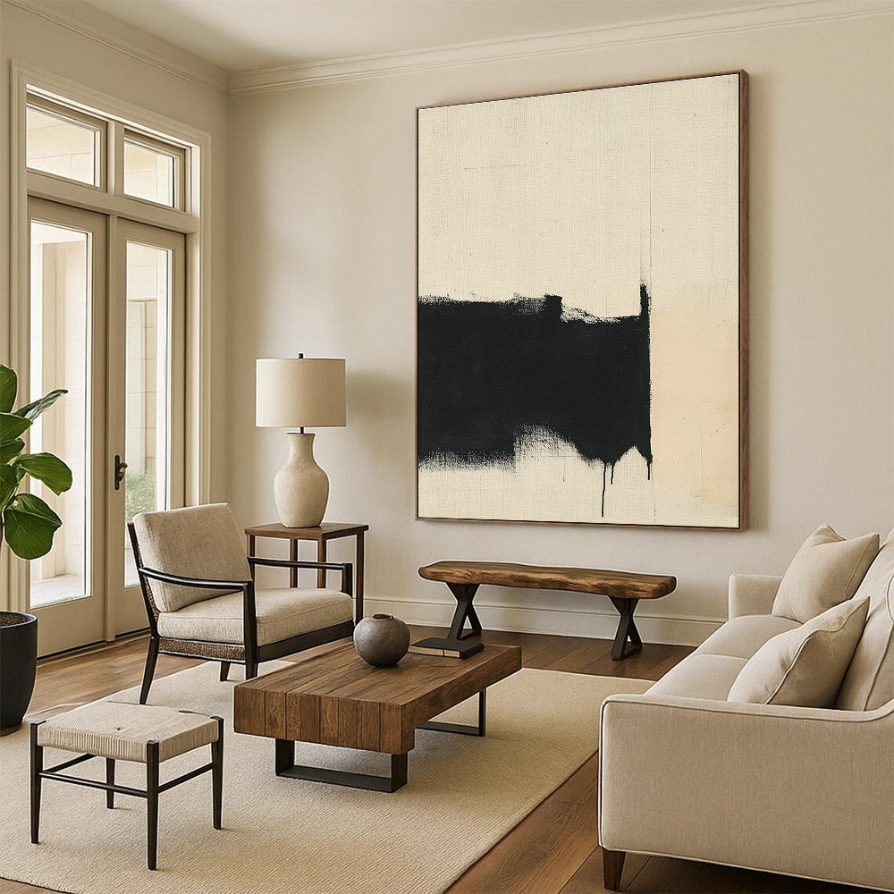 Dramatic Black Drips Abstract Painting with Edgy Drama WINK179