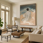 Figure by the Sea Serene Narrative Abstract Painting GAB0253
