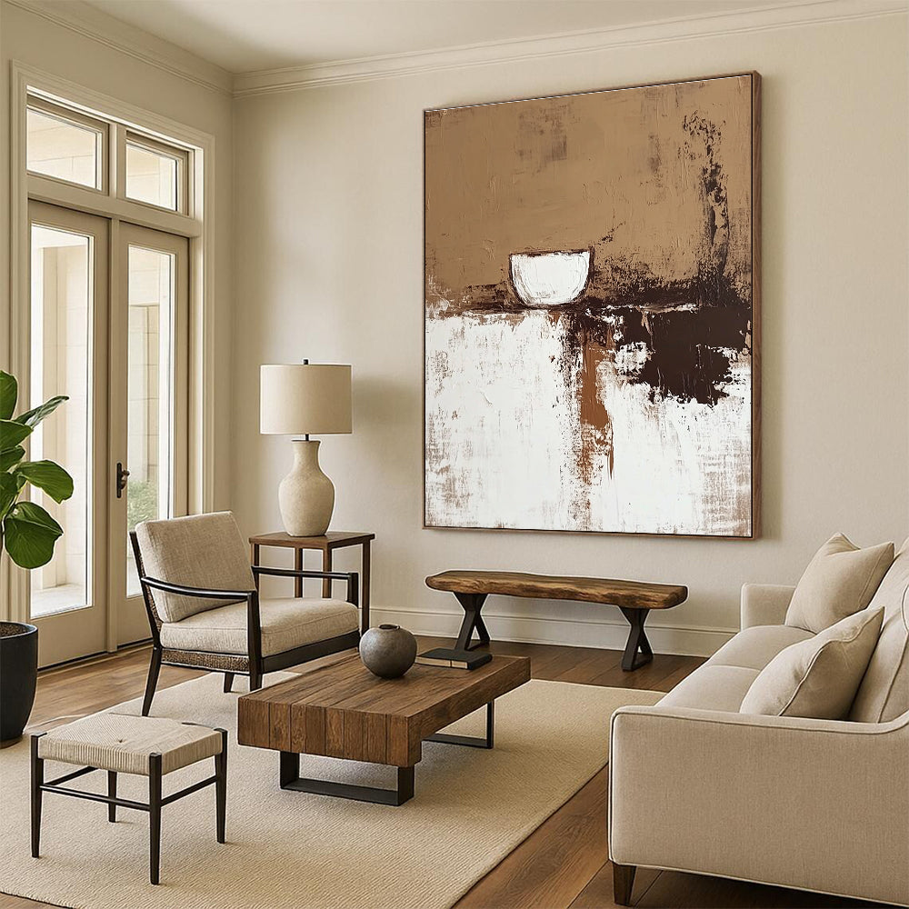 Abstract Cup and Textures Abstract Painting in Earth Tones GAB0047
