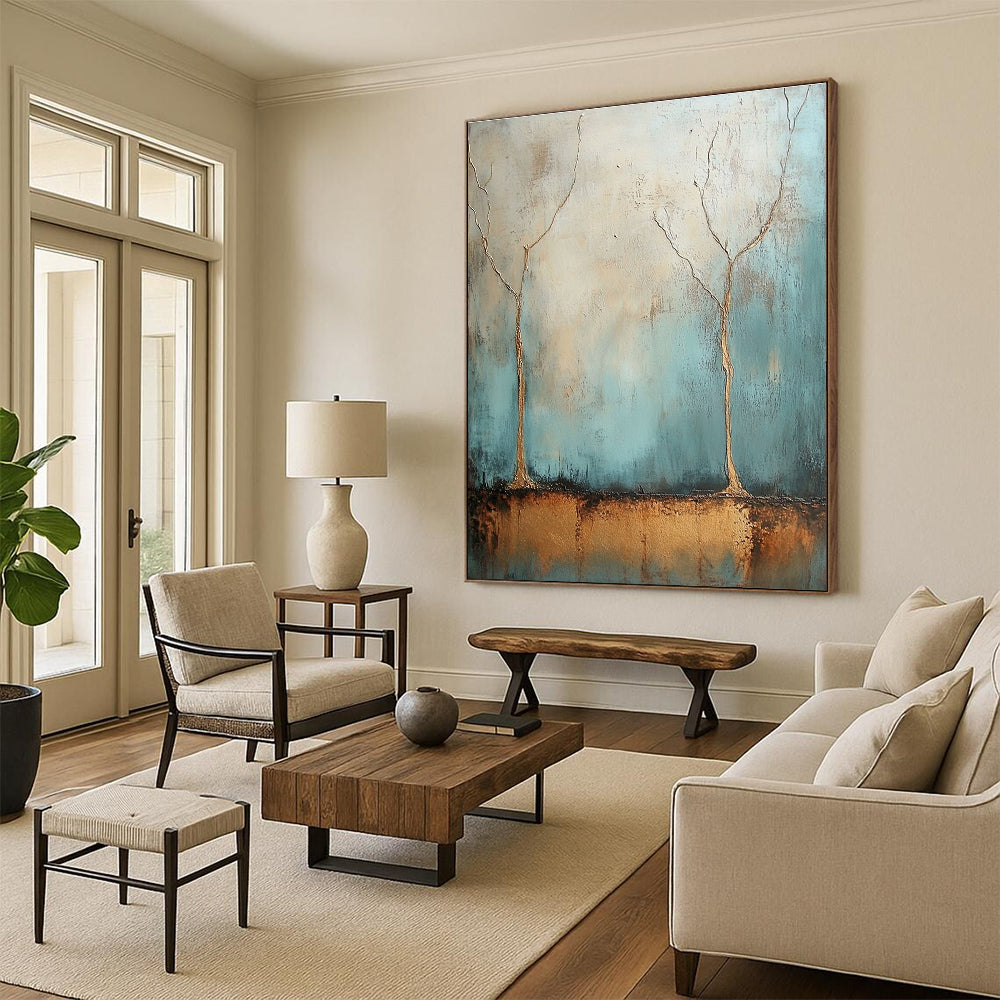 Two Trees Abstract Painting for Minimalist - Styled Gardens GAB1079