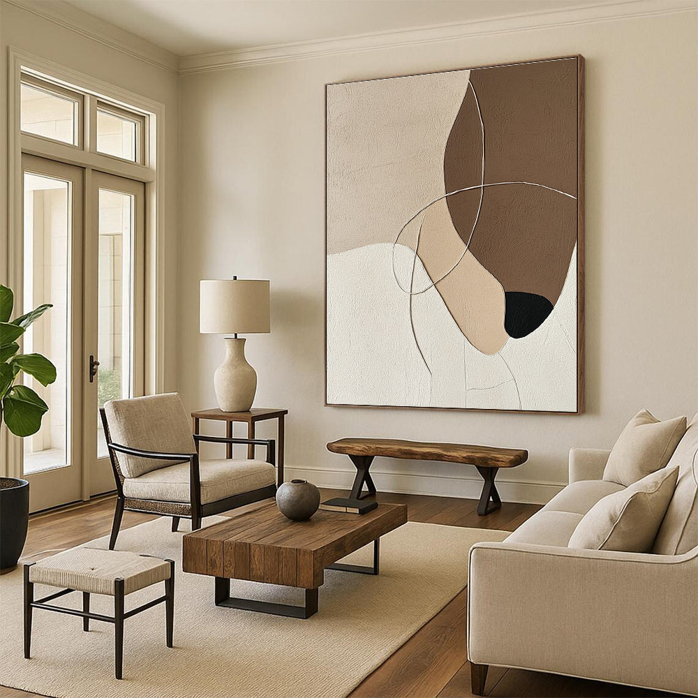 Neutral Shapes with Lines Abstract Painting with Calm Intricacy WINK149
