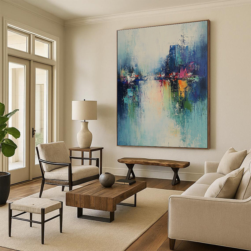 River Cityscape Abstract Painting for Modern - Styled Lofts GAB1044