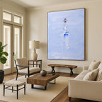 Figure on Textured Blue Path Abstract Painting for Adventure - Themed Spaces HENG327