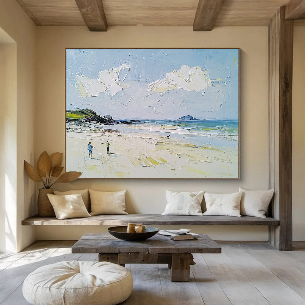 Beach Scene with Figures Abstract Painting with Casual Charm ABS596