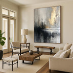 Moody Gray - Gold Abstract Painting for Sophisticated Lounges HENG067