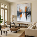 Monochrome Landscape - Inspired Abstract Painting for Modern Living Rooms GAB0873