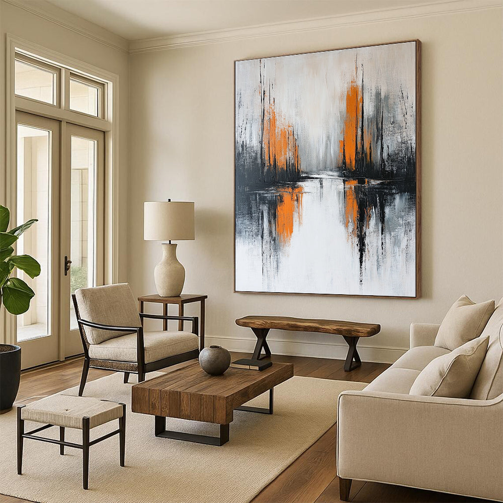 Monochrome Landscape - Inspired Abstract Painting for Modern Living Rooms GAB0873